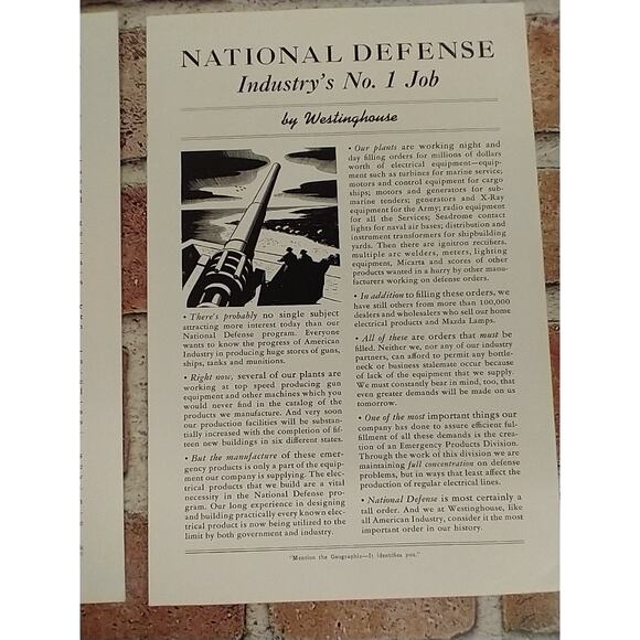 1940s Westinghouse Lot of 6 Vtg Magazine Print Ads WWII Era Retro Ephemera - Picture 9 of 11